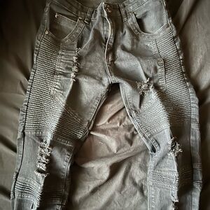 Distressed Black Biker Jeans